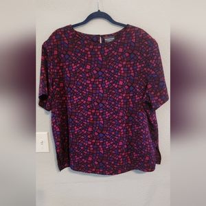 Jewel Tone Mosiac Plus Size 20W Notations Career Wear Blouse
